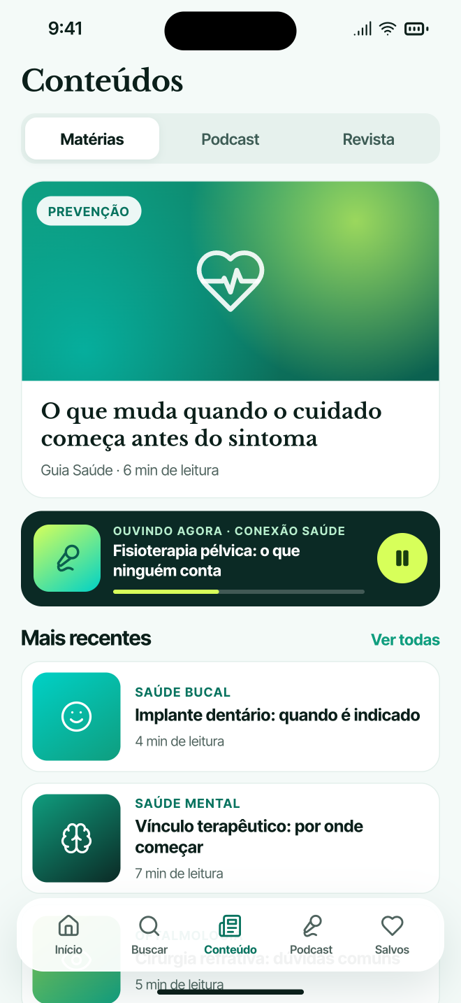 Conteúdos, podcast e revista